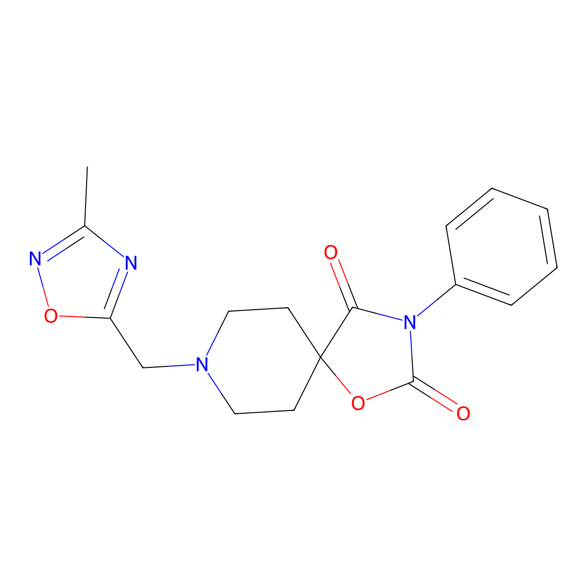 8-[(3-Methyl-1,2,4-oxadiazol-5-yl)methyl]-3-phenyl-1-oxa-3,8-diazaspiro[4.5]decane-2,4-dione molecular structure, CAS 2770629-94-0