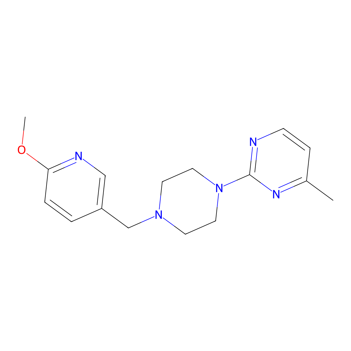 2-{4-[(6-Methoxypyridin-3-yl)methyl]piperazin-1-yl}-4-methylpyrimidine molecular structure, CAS 2770629-95-1