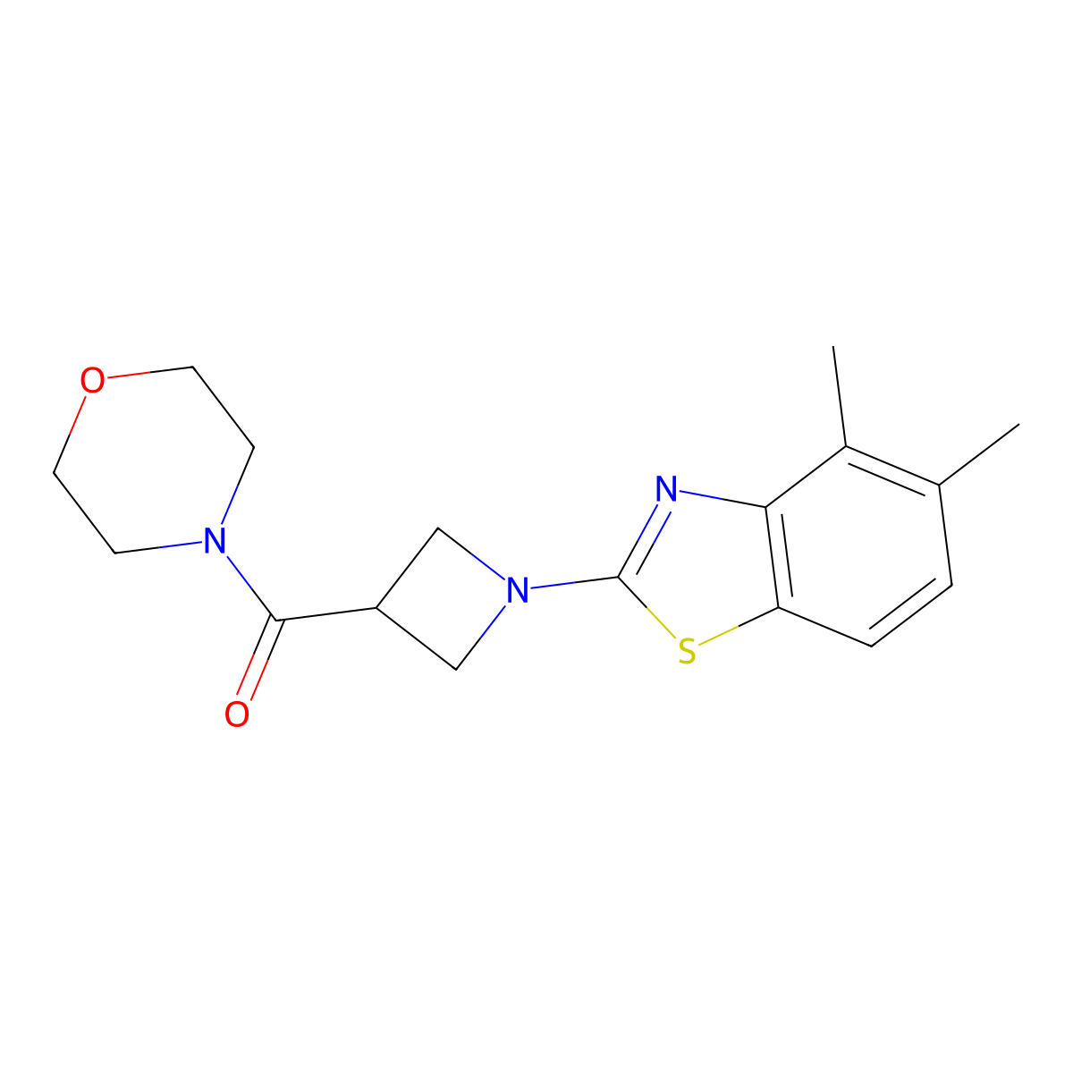 4,5-Dimethyl-2-[3-(morpholine-4-carbonyl)azetidin-1-yl]-1,3-benzothiazole molecular structure, CAS 2770629-99-5