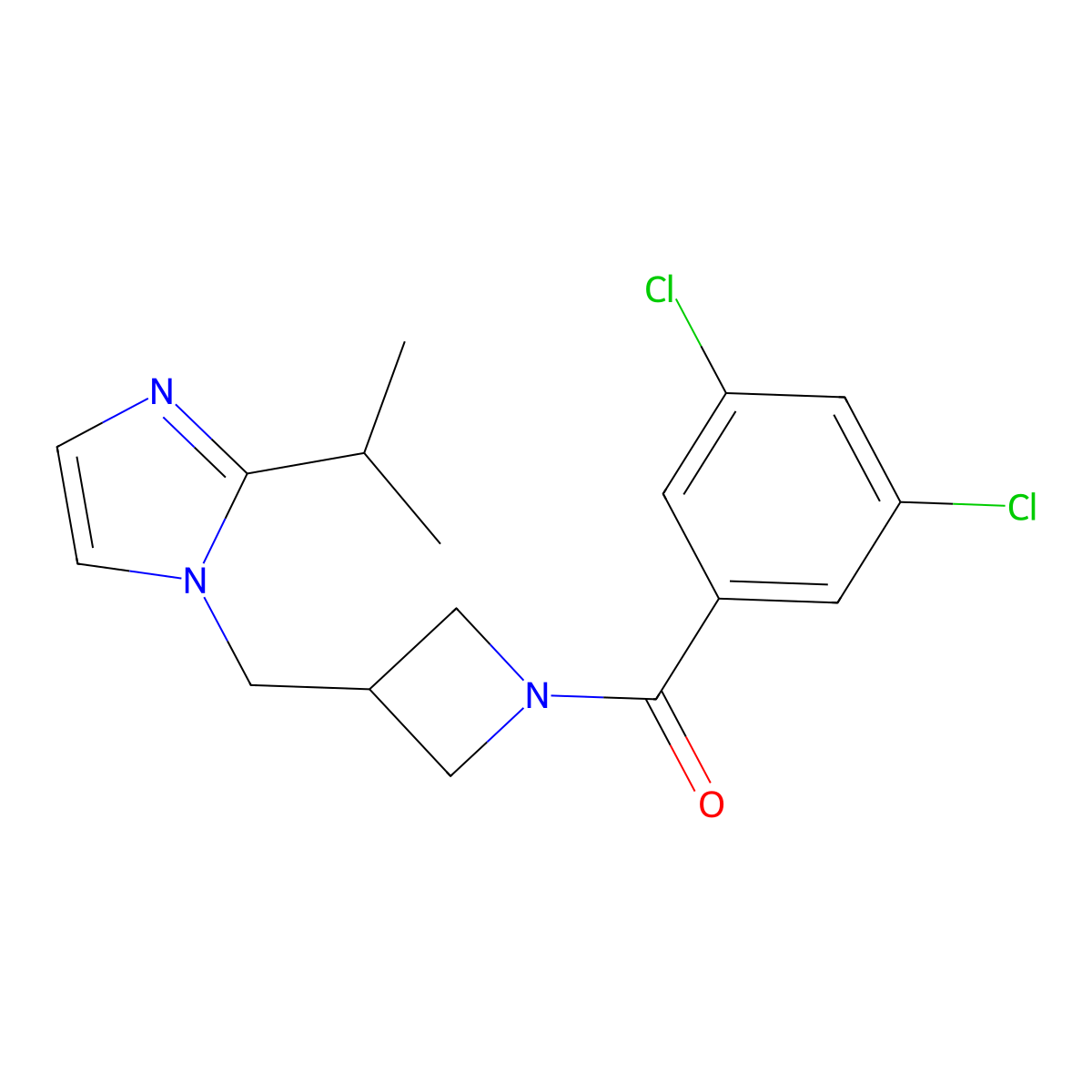 1-{[1-(3,5-dichlorobenzoyl)azetidin-3-yl]methyl}-2-(propan-2-yl)-1H-imidazole molecular structure, CAS 2770630-07-2
