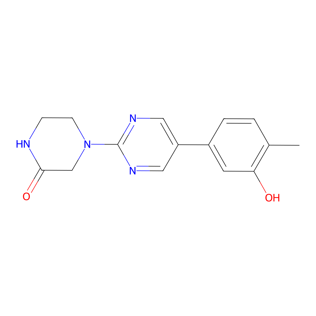 4-[5-(3-Hydroxy-4-methylphenyl)pyrimidin-2-yl]piperazin-2-one molecular structure, CAS 2770630-09-4