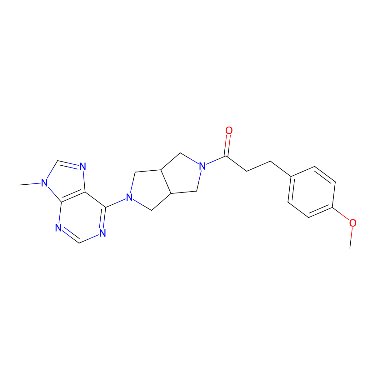 3-(4-methoxyphenyl)-1-[5-(9-methyl-9H-purin-6-yl)-octahydropyrrolo[3,4-c]pyrrol-2-yl]propan-1-one molecular structure, CAS 2770630-13-0