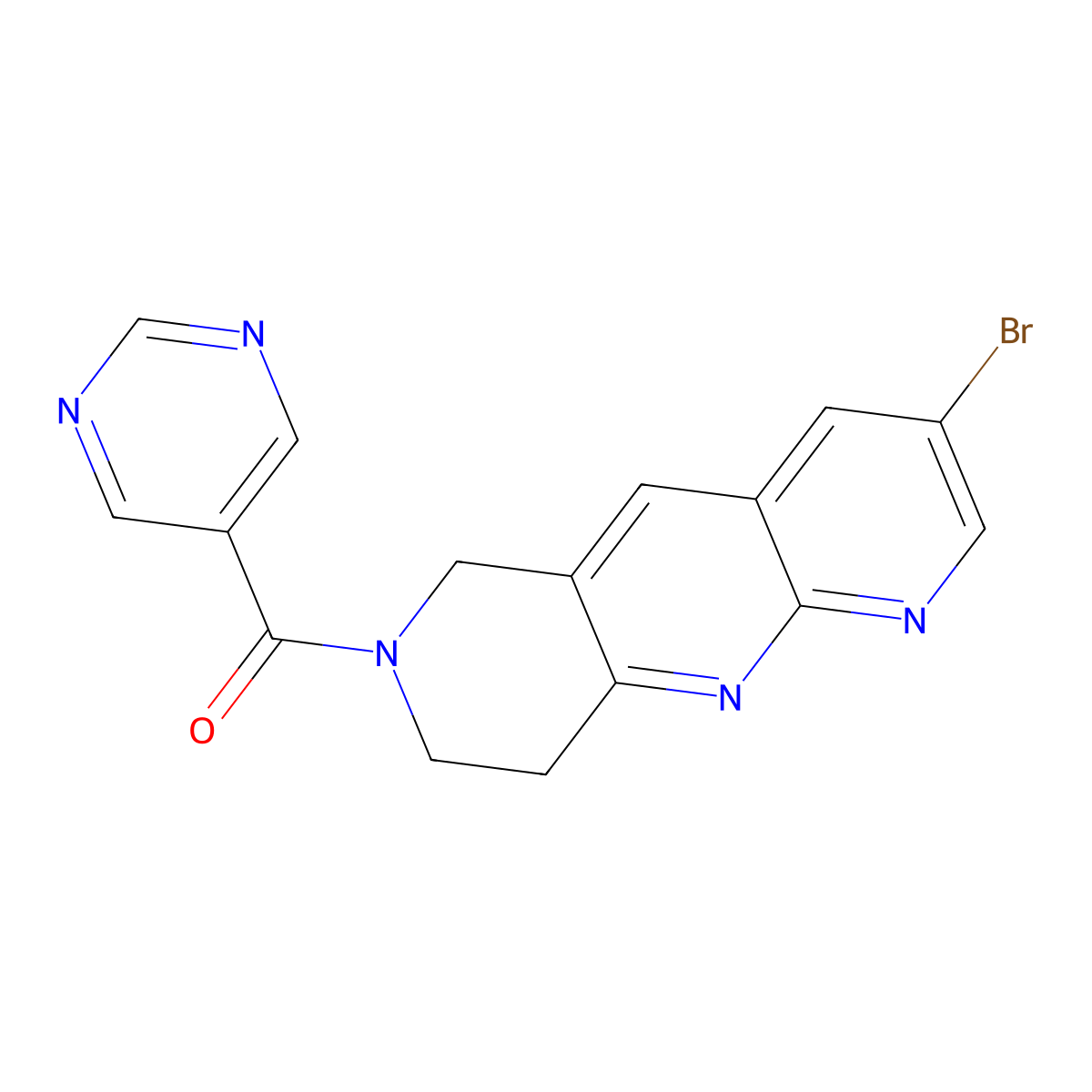 5-{3-bromo-6H,7H,8H,9H-pyrido[2,3-b]1,6-naphthyridine-7-carbonyl}pyrimidine molecular structure, CAS 2770630-16-3