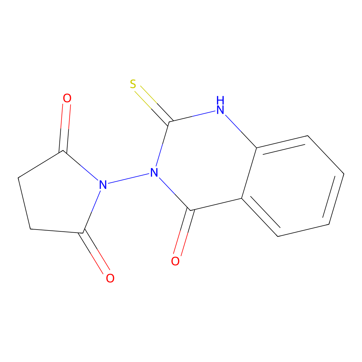 1-(4-Oxo-2-sulfanylidene-1,2,3,4-tetrahydroquinazolin-3-yl)pyrrolidine-2,5-dione molecular structure, CAS 2770630-18-5