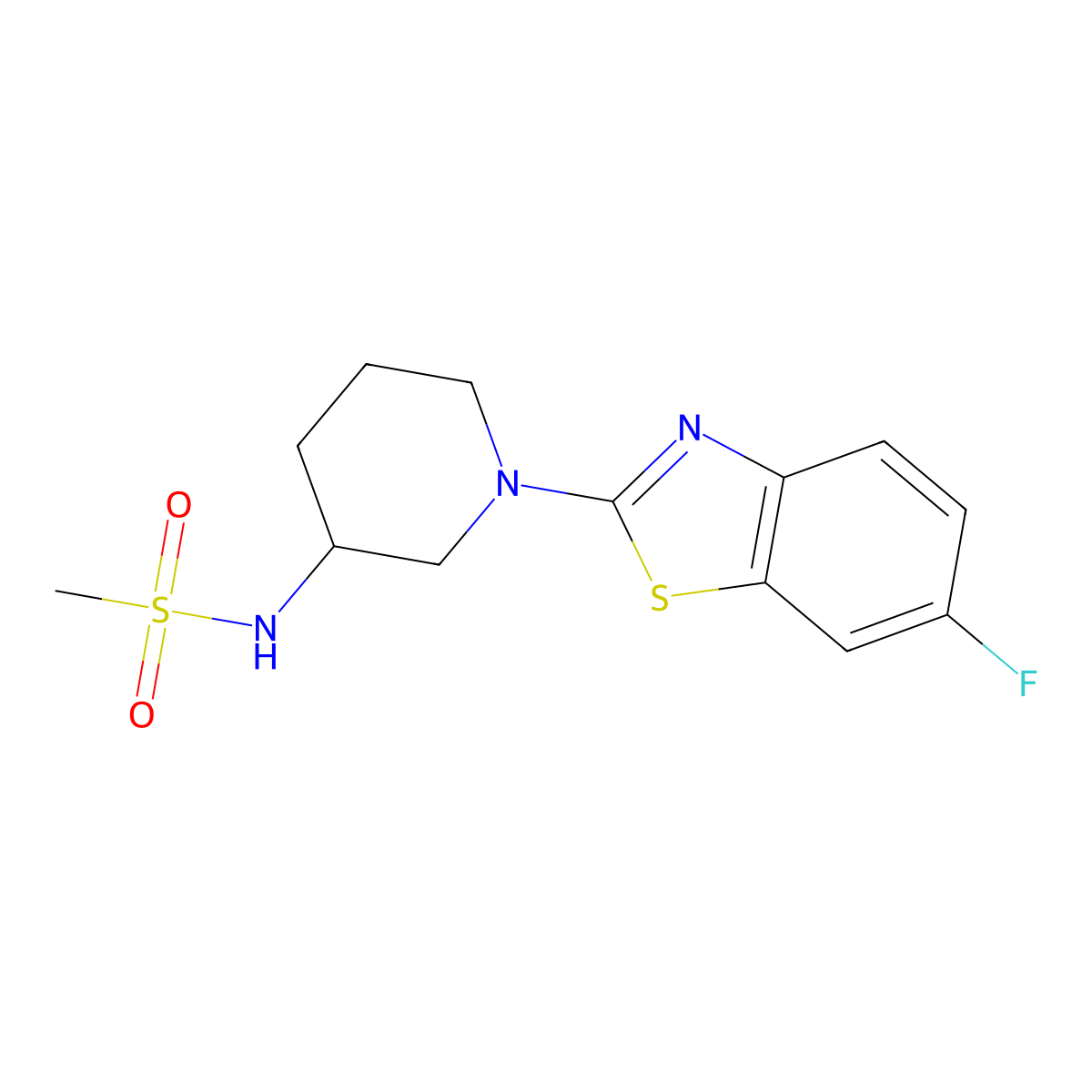 N-[1-(6-fluoro-1,3-benzothiazol-2-yl)piperidin-3-yl]methanesulfonamide molecular structure, CAS 2770630-20-9