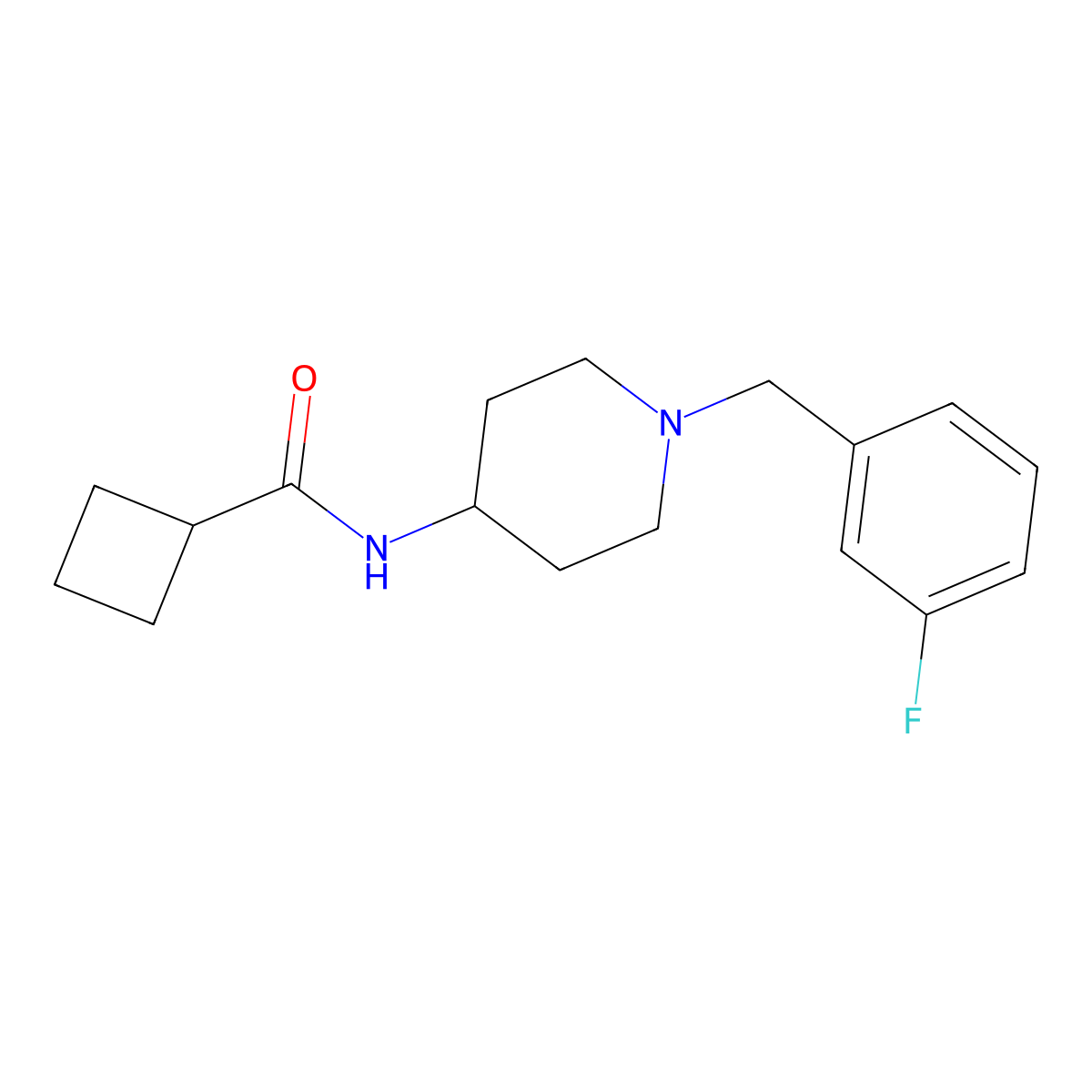 N-{1-[(3-fluorophenyl)methyl]piperidin-4-yl}cyclobutanecarboxamide molecular structure, CAS 2770630-23-2