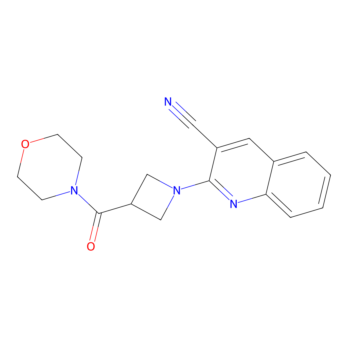 2-[3-(Morpholine-4-carbonyl)azetidin-1-yl]quinoline-3-carbonitrile molecular structure, CAS 2770630-26-5