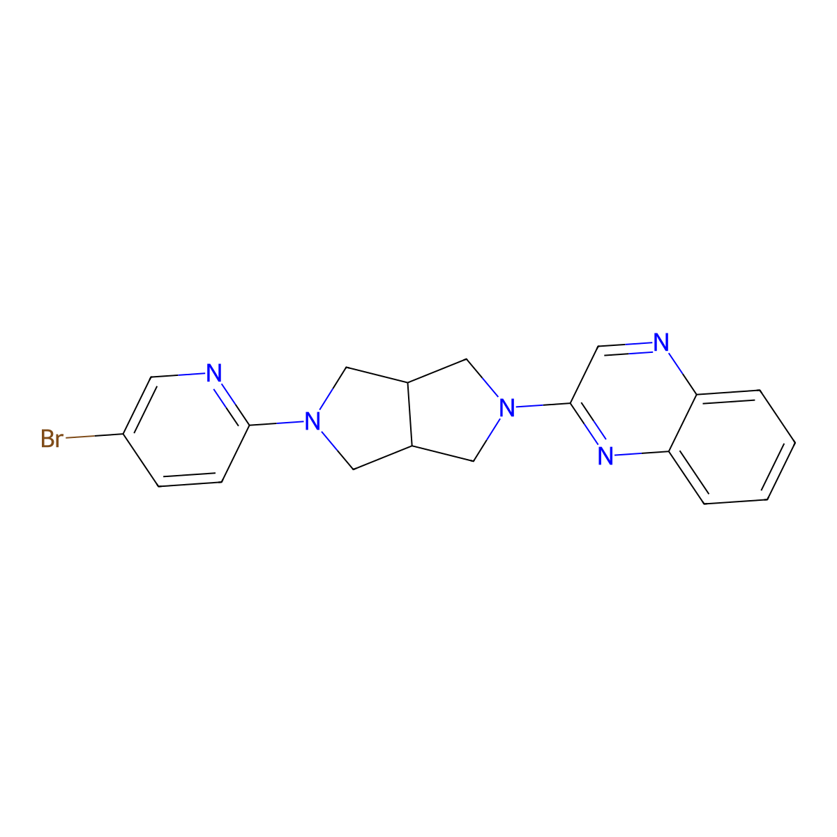 2-[5-(5-Bromopyridin-2-yl)-octahydropyrrolo[3,4-c]pyrrol-2-yl]quinoxaline molecular structure, CAS 2770630-34-5