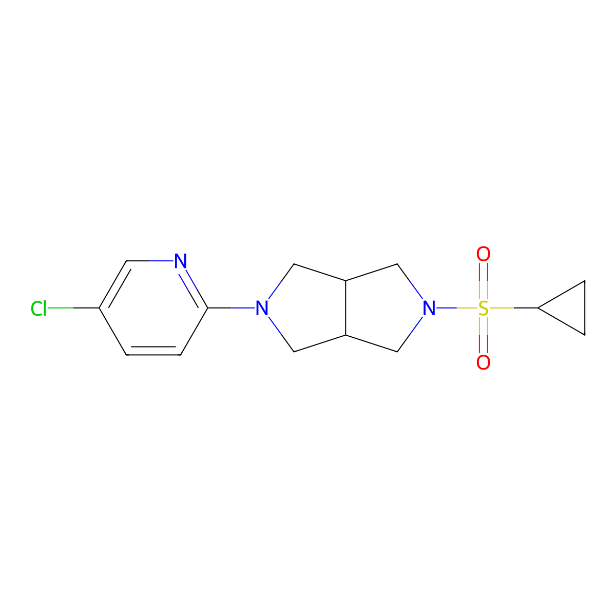 5-Chloro-2-[5-(cyclopropanesulfonyl)-octahydropyrrolo[3,4-c]pyrrol-2-yl]pyridine molecular structure, CAS 2770630-36-7