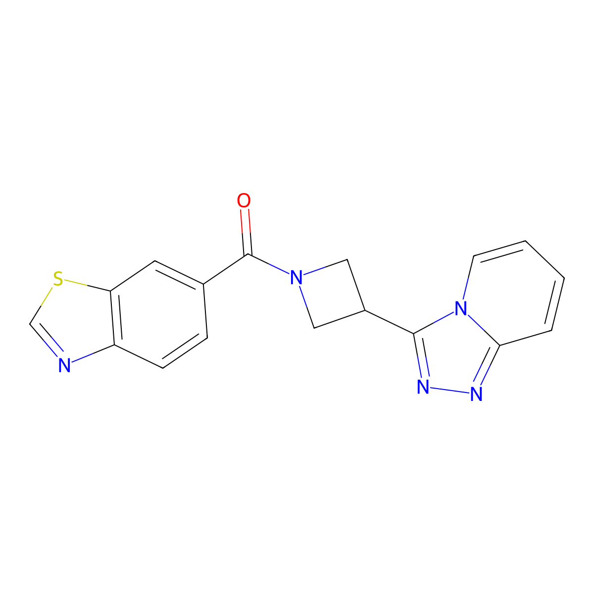 6-(3-{[1,2,4]Triazolo[4,3-a]pyridin-3-yl}azetidine-1-carbonyl)-1,3-benzothiazole molecular structure, CAS 2770630-44-7