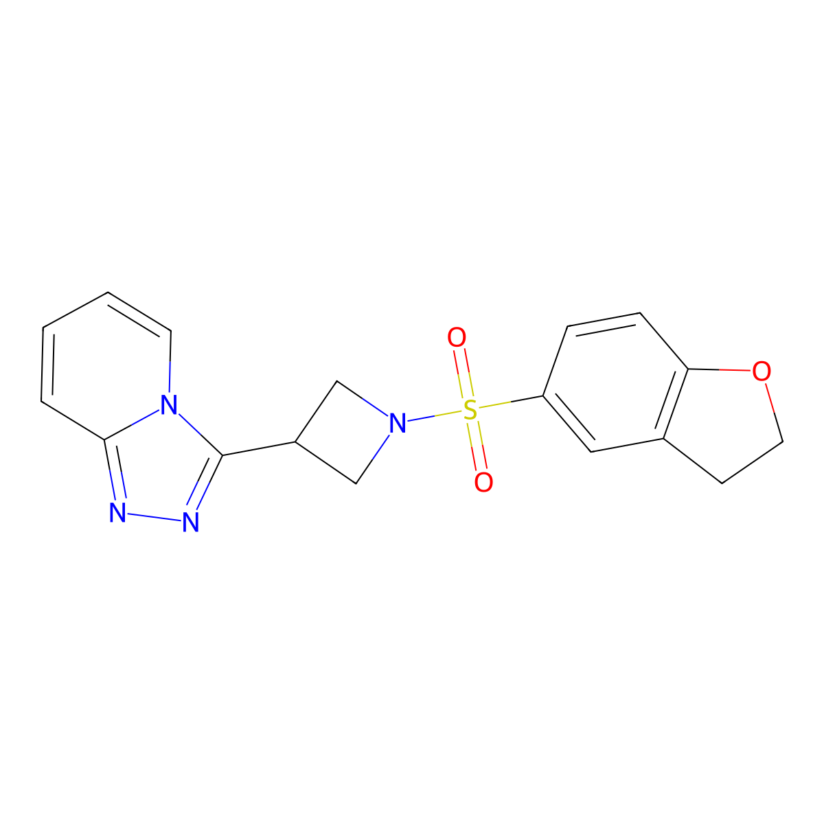 1-(2,3-Dihydro-1-benzofuran-5-sulfonyl)-3-{[1,2,4]triazolo[4,3-a]pyridin-3-yl}azetidine molecular structure, CAS 2770630-47-0