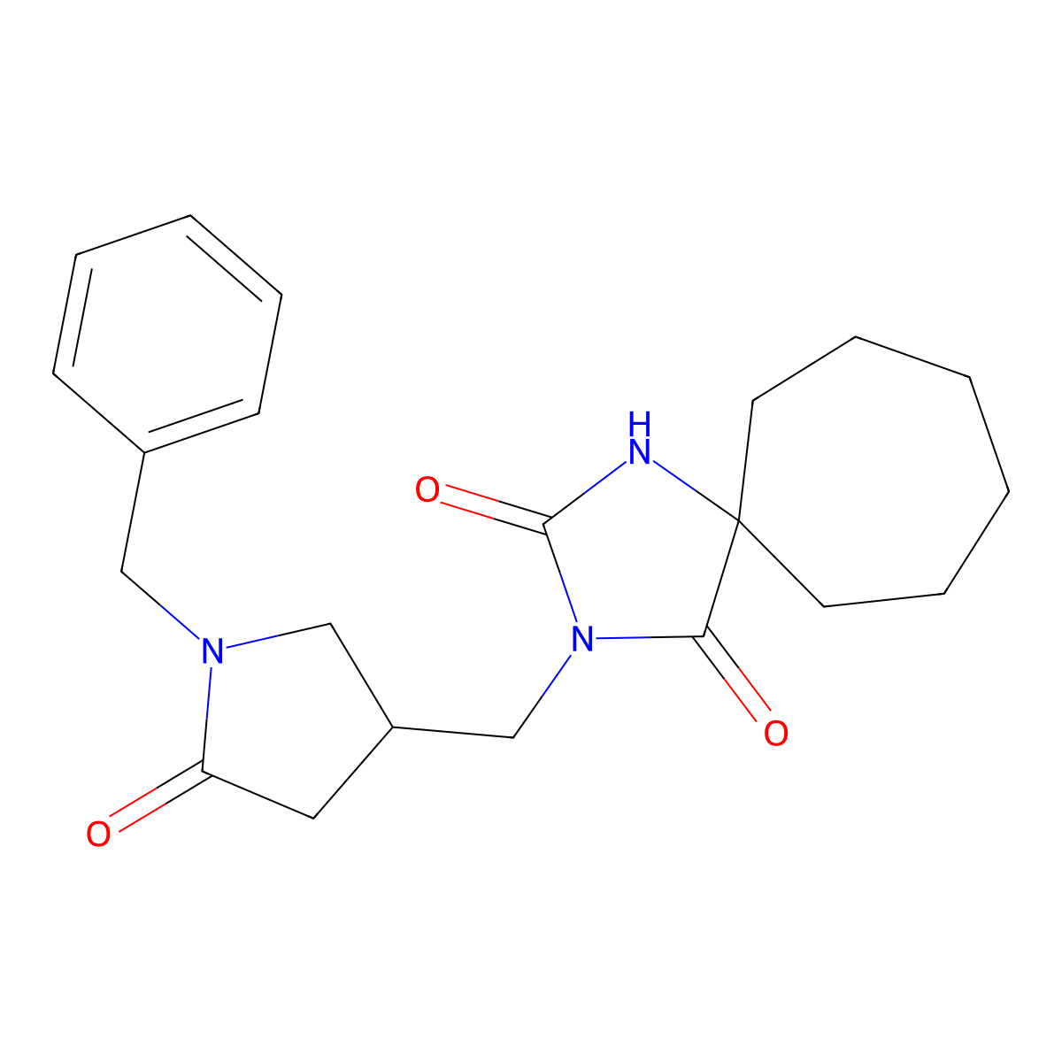 3-[(1-Benzyl-5-oxopyrrolidin-3-yl)methyl]-1,3-diazaspiro[4.6]undecane-2,4-dione molecular structure, CAS 2770630-48-1