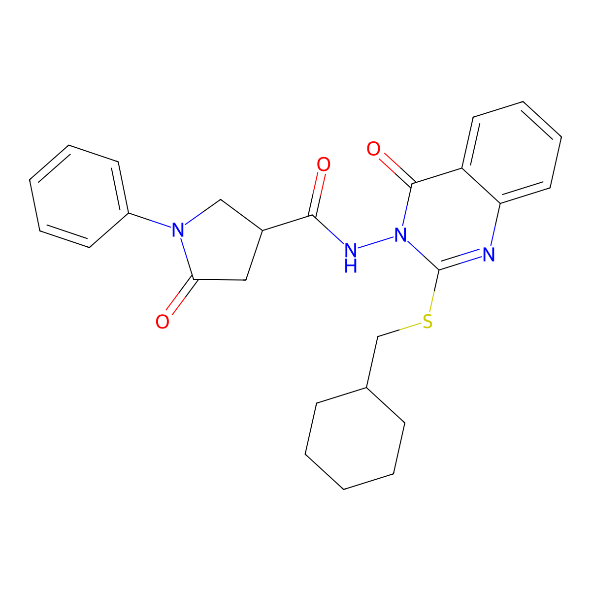 N-{2-[(cyclohexylmethyl)sulfanyl]-4-oxo-3,4-dihydroquinazolin-3-yl}-5-oxo-1-phenylpyrrolidine-3-carboxamide molecular structure, CAS 2770630-49-2