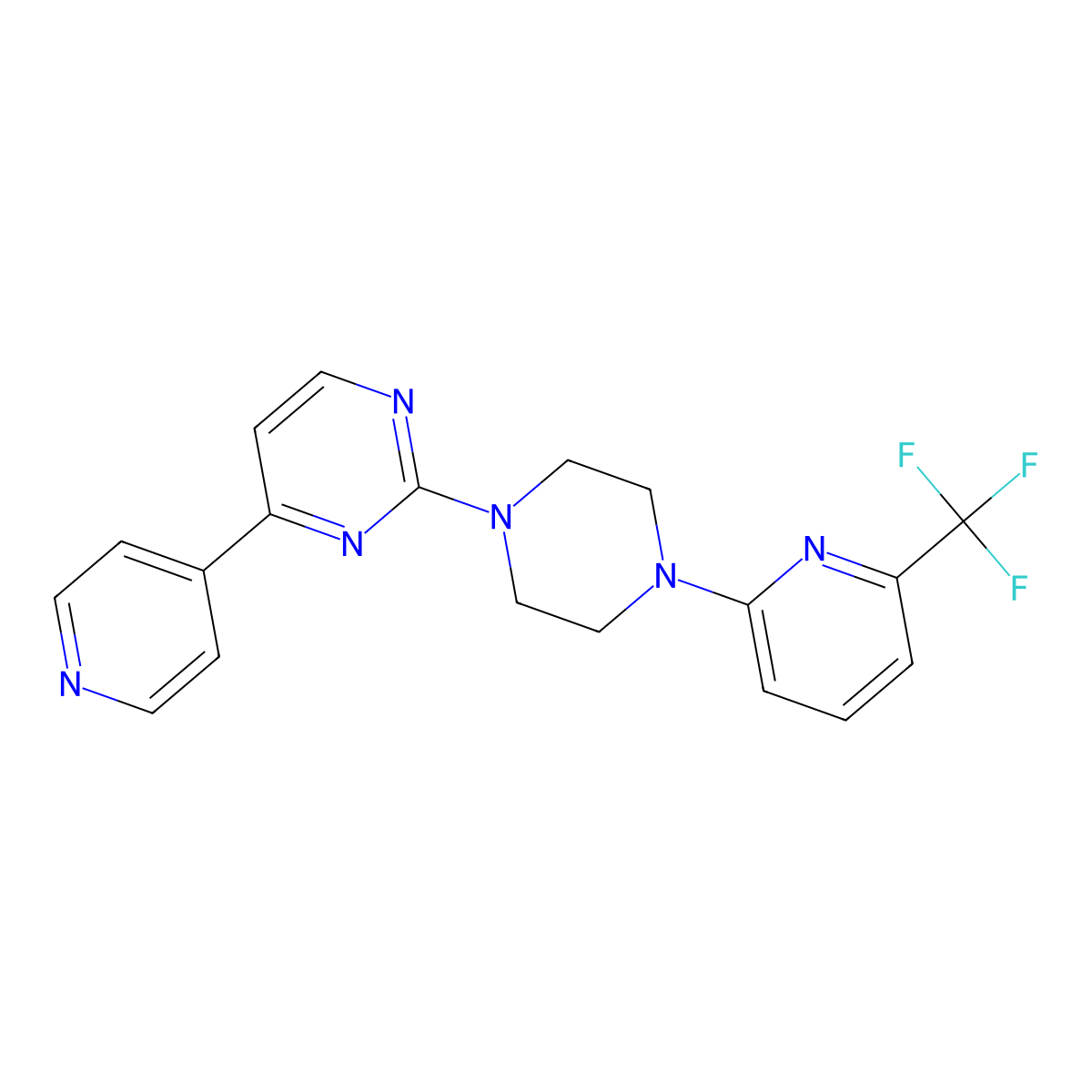 4-(Pyridin-4-yl)-2-{4-[6-(trifluoromethyl)pyridin-2-yl]piperazin-1-yl}pyrimidine molecular structure, CAS 2770630-51-6