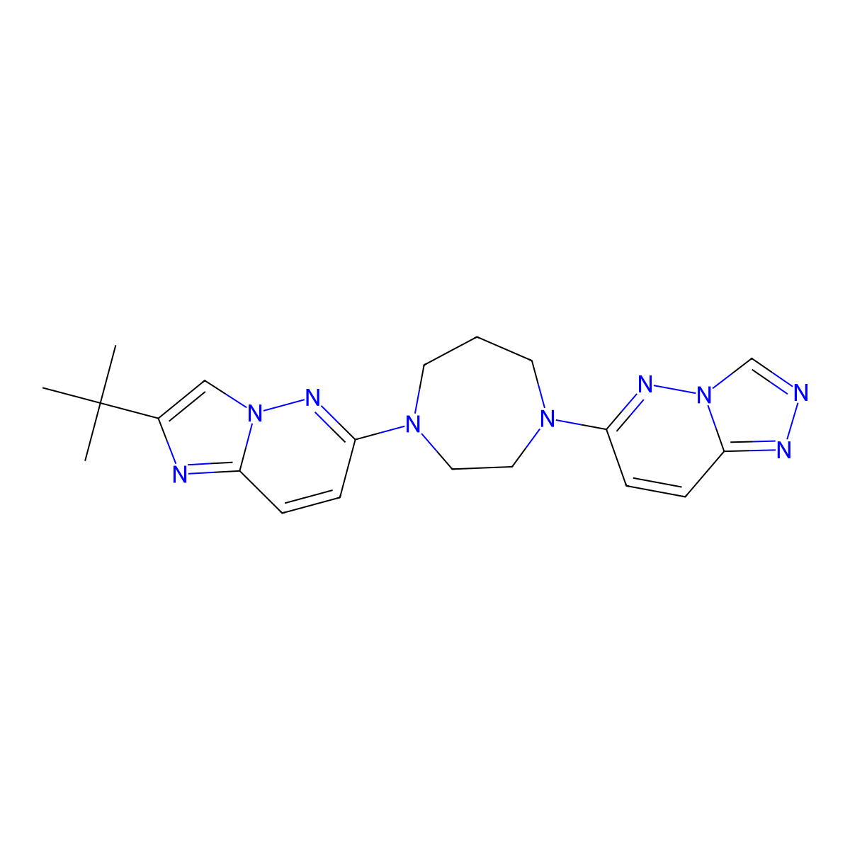 1-{2-Tert-butylimidazo[1,2-b]pyridazin-6-yl}-4-{[1,2,4]triazolo[4,3-b]pyridazin-6-yl}-1,4-diazepane molecular structure, CAS 2770630-52-7