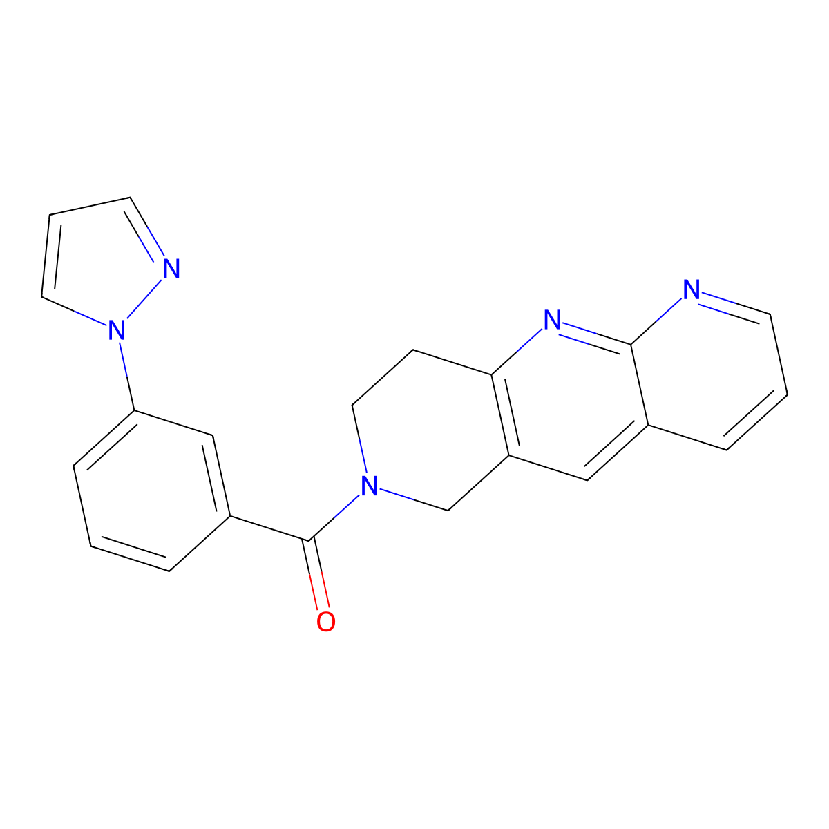 1-(3-{6H,7H,8H,9H-pyrido[2,3-b]1,6-naphthyridine-7-carbonyl}phenyl)-1H-pyrazole molecular structure, CAS 2770630-53-8