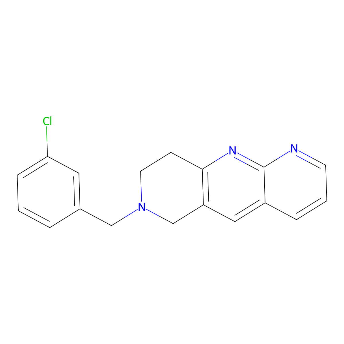 7-[(3-chlorophenyl)methyl]-6H,7H,8H,9H-pyrido[2,3-b]1,6-naphthyridine molecular structure, CAS 2770630-64-1