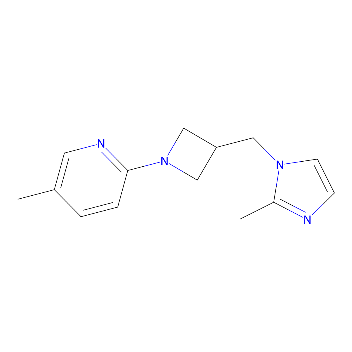 5-methyl-2-{3-[(2-methyl-1H-imidazol-1-yl)methyl]azetidin-1-yl}pyridine molecular structure, CAS 2770630-66-3