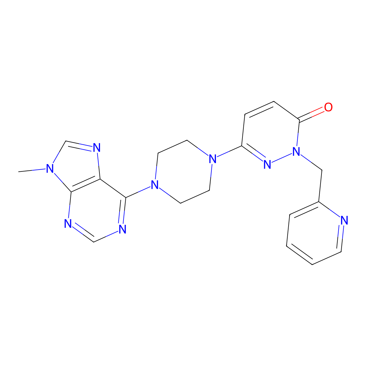 6-[4-(9-methyl-9H-purin-6-yl)piperazin-1-yl]-2-[(pyridin-2-yl)methyl]-2,3-dihydropyridazin-3-one molecular structure, CAS 2770630-67-4