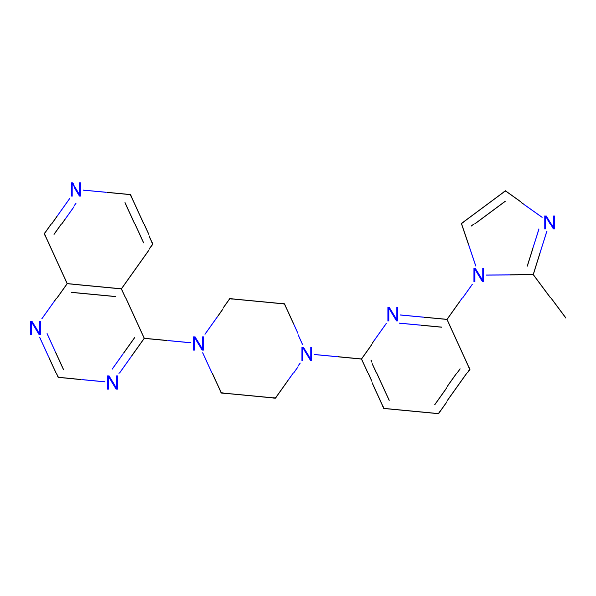1-[6-(2-methyl-1H-imidazol-1-yl)pyridin-2-yl]-4-{pyrido[3,4-d]pyrimidin-4-yl}piperazine molecular structure, CAS 2770630-70-9