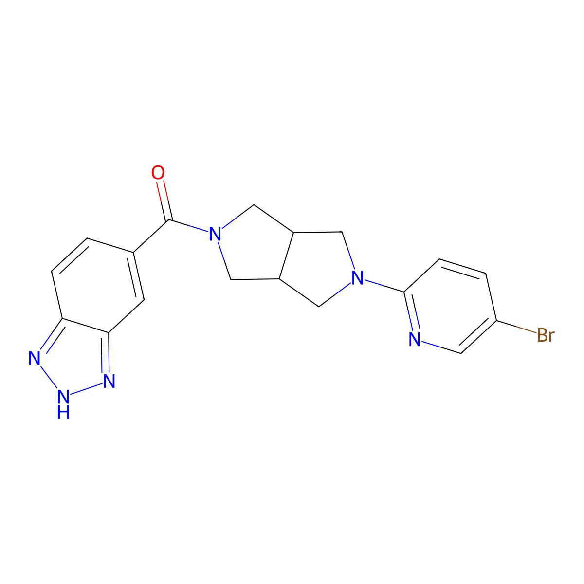 5-[5-(5-bromopyridin-2-yl)-octahydropyrrolo[3,4-c]pyrrole-2-carbonyl]-1H-1,2,3-benzotriazole molecular structure, CAS 2770630-71-0