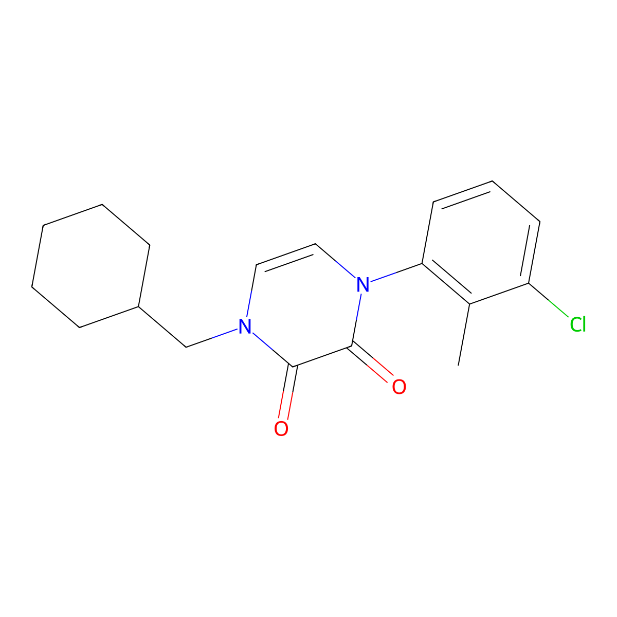 1-(3-Chloro-2-methylphenyl)-4-(cyclohexylmethyl)-1,2,3,4-tetrahydropyrazine-2,3-dione molecular structure, CAS 2770630-74-3