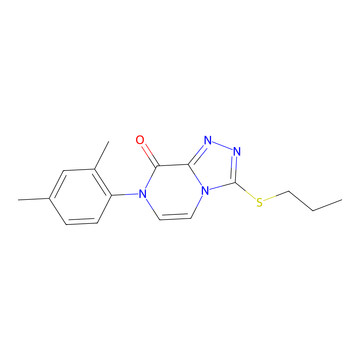 7-(2,4-dimethylphenyl)-3-(propylsulfanyl)-7H,8H-[1,2,4]triazolo[4,3-a]pyrazin-8-one molecular structure, CAS 2770630-77-6
