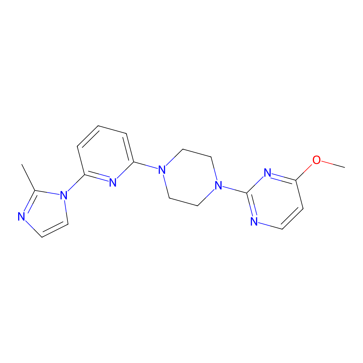 4-methoxy-2-{4-[6-(2-methyl-1H-imidazol-1-yl)pyridin-2-yl]piperazin-1-yl}pyrimidine molecular structure, CAS 2770630-80-1