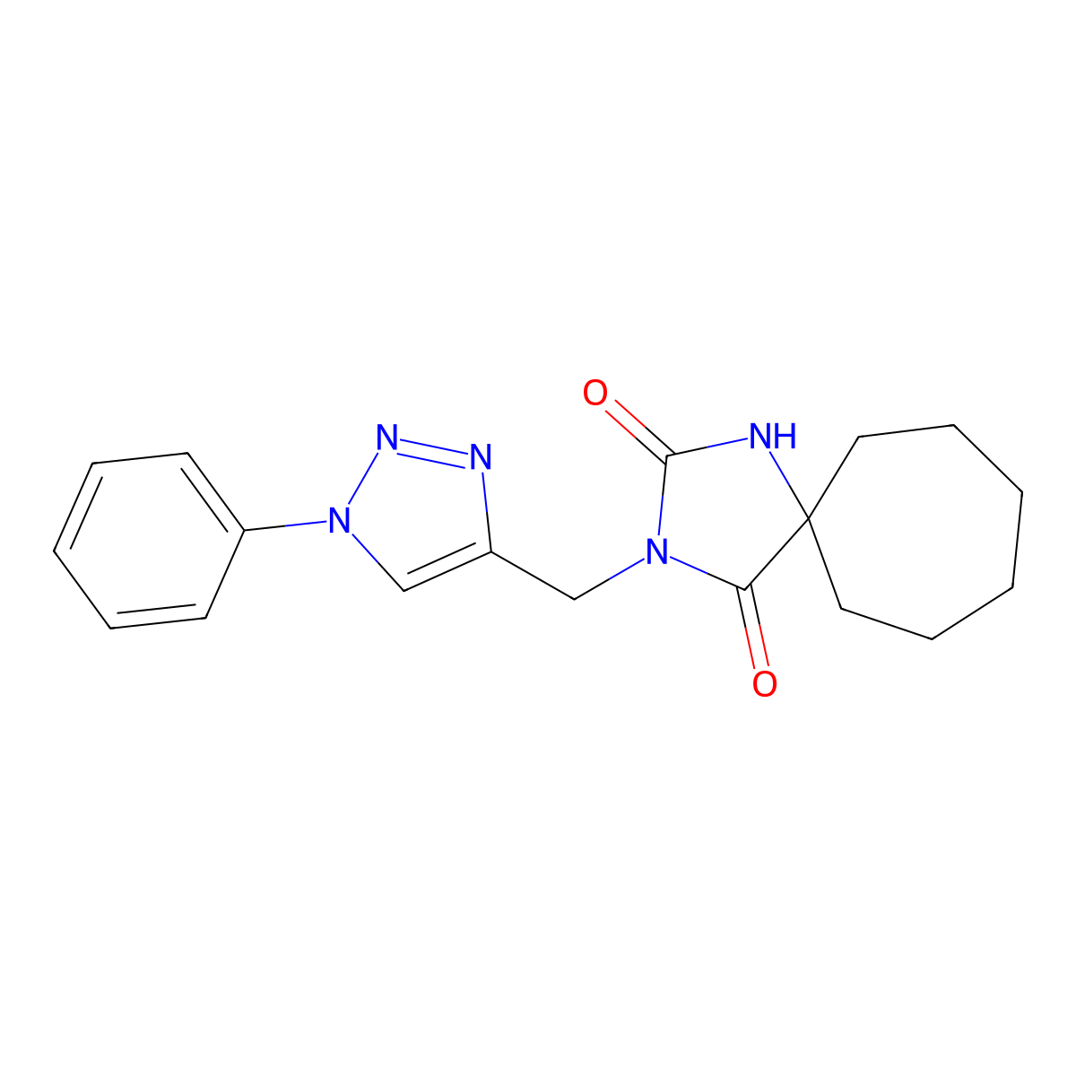 3-[(1-phenyl-1H-1,2,3-triazol-4-yl)methyl]-1,3-diazaspiro[4.6]undecane-2,4-dione molecular structure, CAS 2770630-86-7
