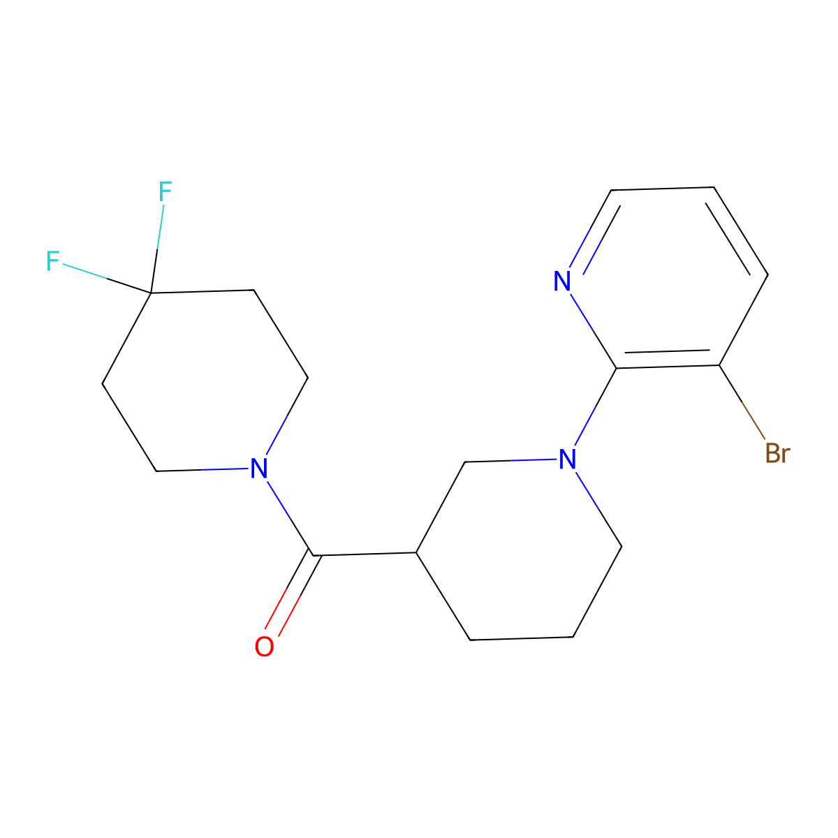 3-Bromo-2-[3-(4,4-difluoropiperidine-1-carbonyl)piperidin-1-yl]pyridine molecular structure, CAS 2770630-87-8