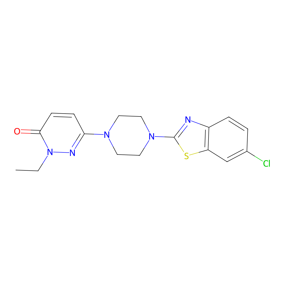 6-[4-(6-Chloro-1,3-benzothiazol-2-yl)piperazin-1-yl]-2-ethyl-2,3-dihydropyridazin-3-one molecular structure, CAS 2770630-89-0