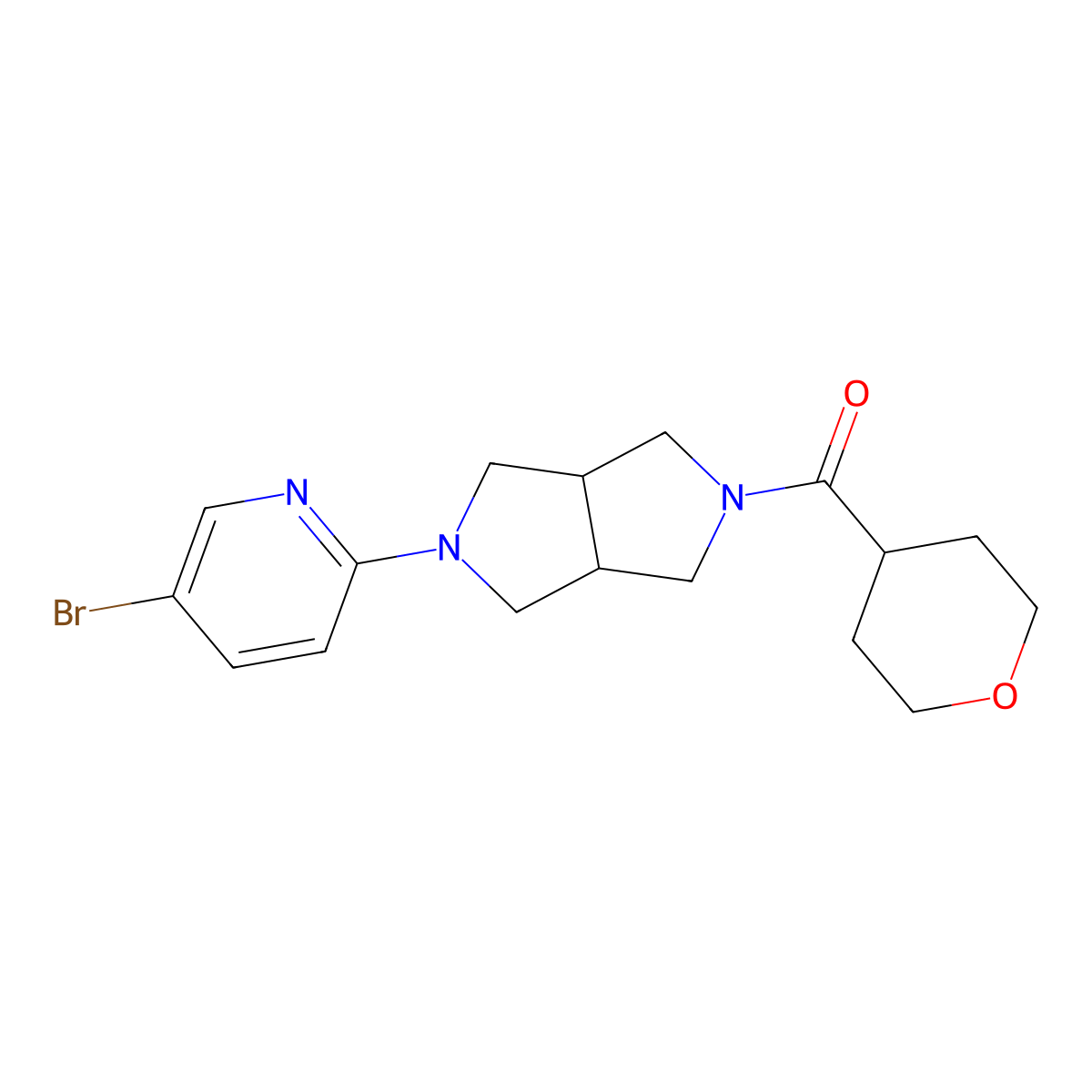 5-Bromo-2-[5-(oxane-4-carbonyl)-octahydropyrrolo[3,4-c]pyrrol-2-yl]pyridine molecular structure, CAS 2770630-91-4