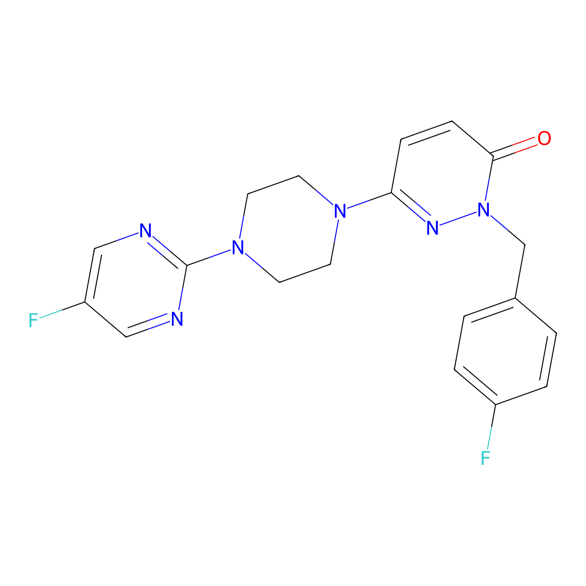 2-[(4-Fluorophenyl)methyl]-6-[4-(5-fluoropyrimidin-2-yl)piperazin-1-yl]-2,3-dihydropyridazin-3-one molecular structure, CAS 2770630-93-6