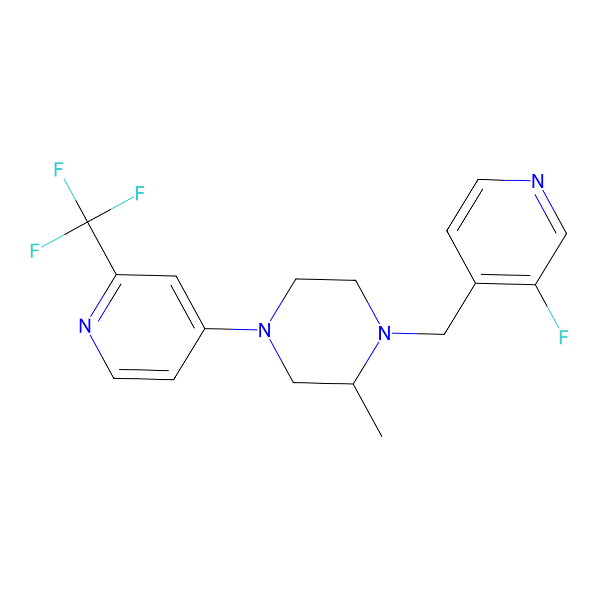 1-[(3-Fluoropyridin-4-yl)methyl]-2-methyl-4-[2-(trifluoromethyl)pyridin-4-yl]piperazine molecular structure, CAS 2770630-97-0