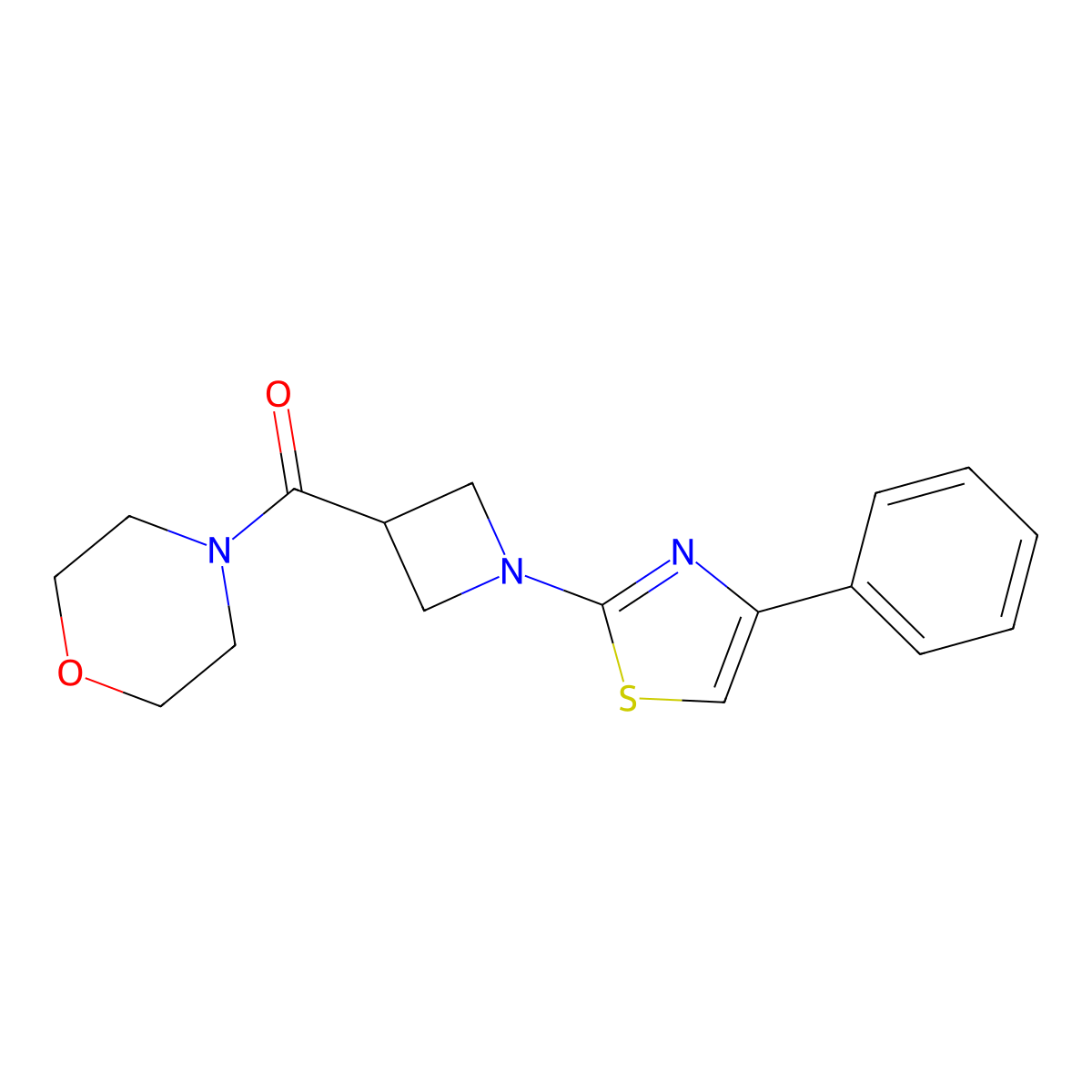 4-[1-(4-Phenyl-1,3-thiazol-2-yl)azetidine-3-carbonyl]morpholine molecular structure, CAS 2770631-01-9