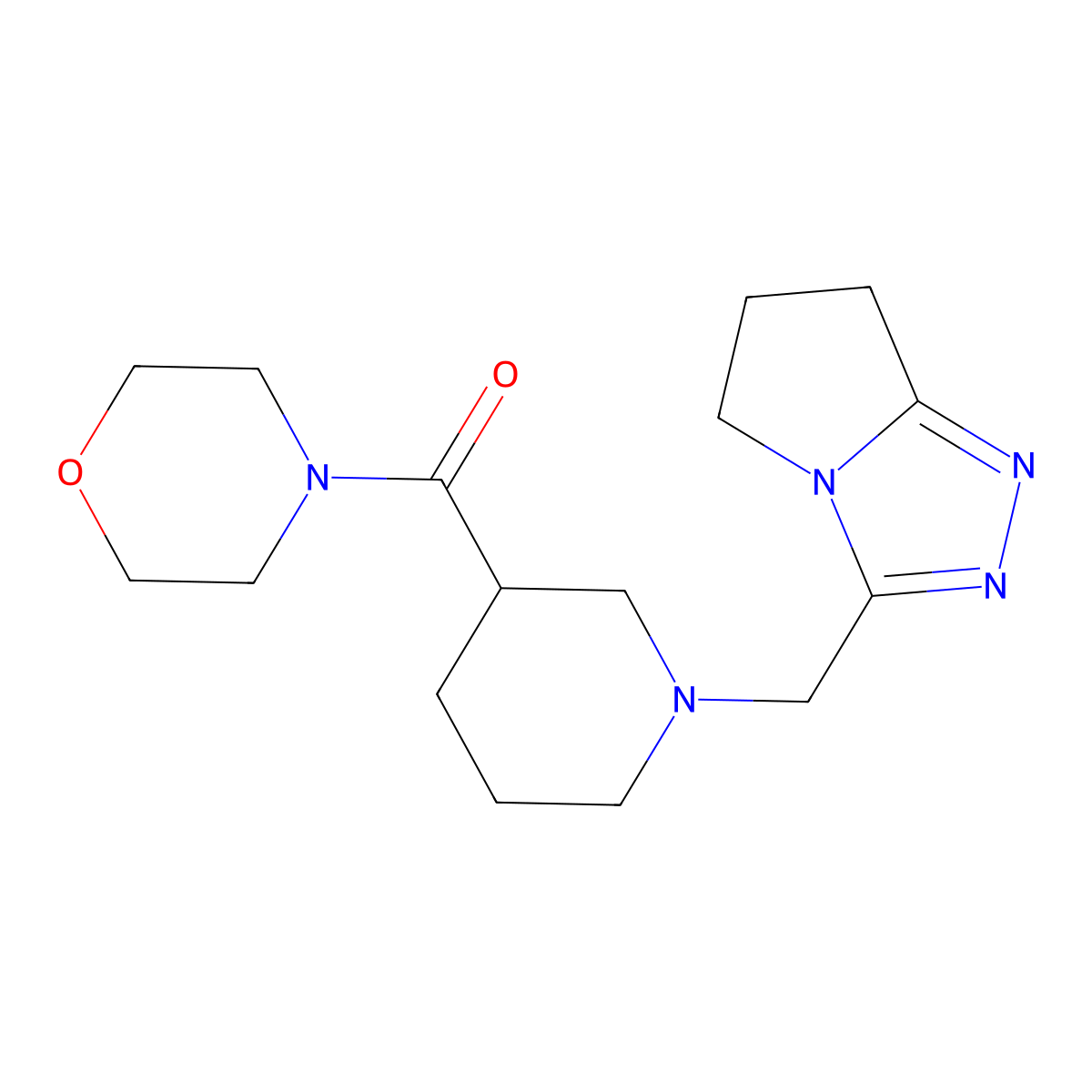 4-[1-({5H,6H,7H-pyrrolo[2,1-c][1,2,4]triazol-3-yl}methyl)piperidine-3-carbonyl]morpholine molecular structure, CAS 2770631-03-1