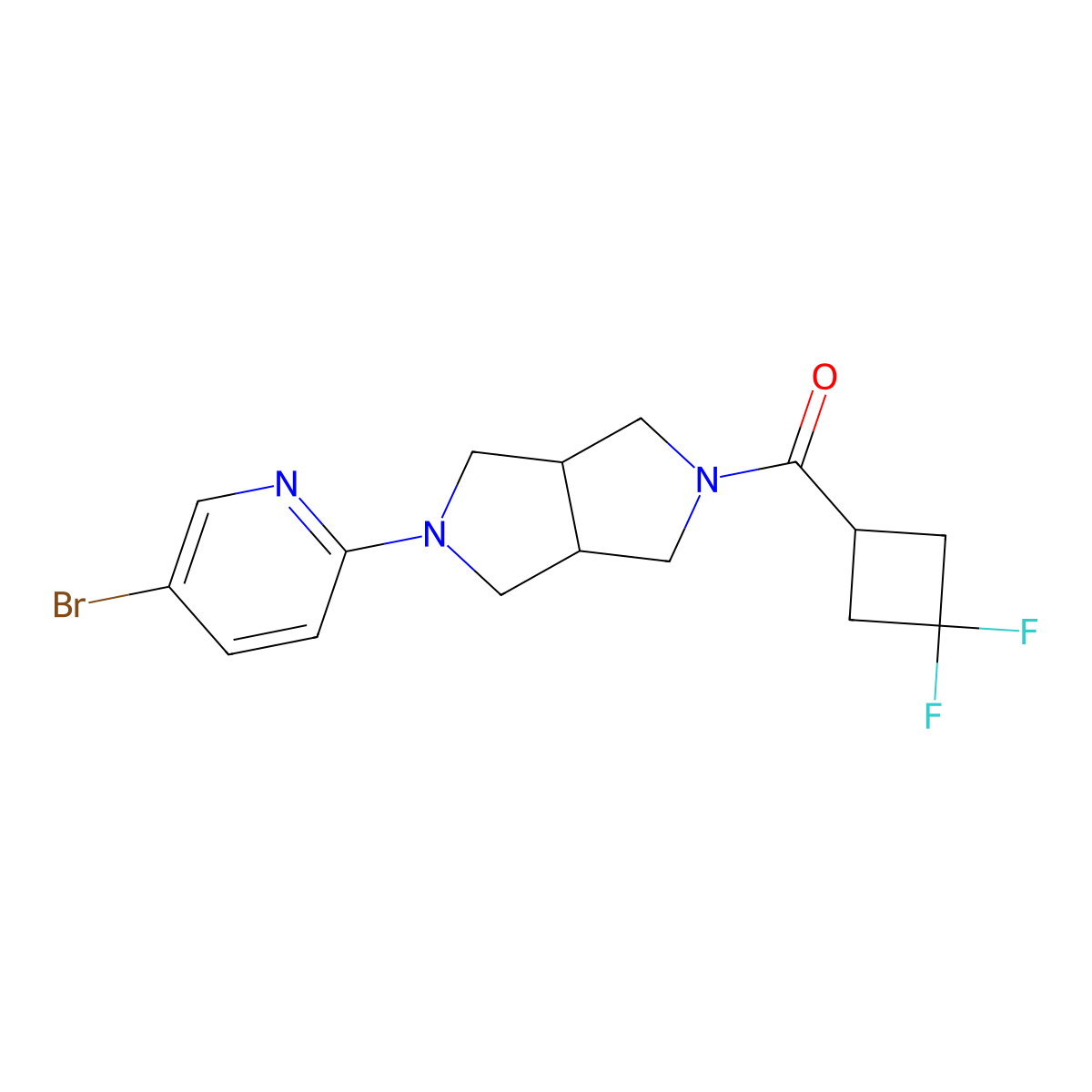 5-Bromo-2-[5-(3,3-difluorocyclobutanecarbonyl)-octahydropyrrolo[3,4-c]pyrrol-2-yl]pyridine molecular structure, CAS 2770631-06-4