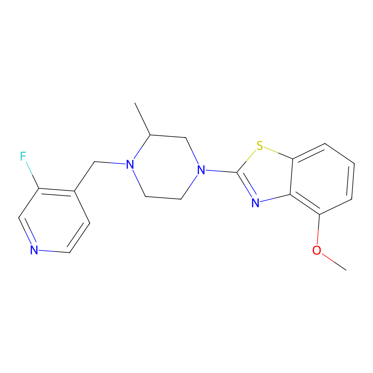 2-{4-[(3-Fluoropyridin-4-yl)methyl]-3-methylpiperazin-1-yl}-4-methoxy-1,3-benzothiazole molecular structure, CAS 2770631-13-3
