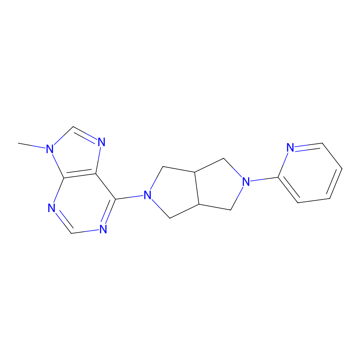 9-methyl-6-[5-(pyridin-2-yl)-octahydropyrrolo[3,4-c]pyrrol-2-yl]-9H-purine molecular structure, CAS 2770631-23-5