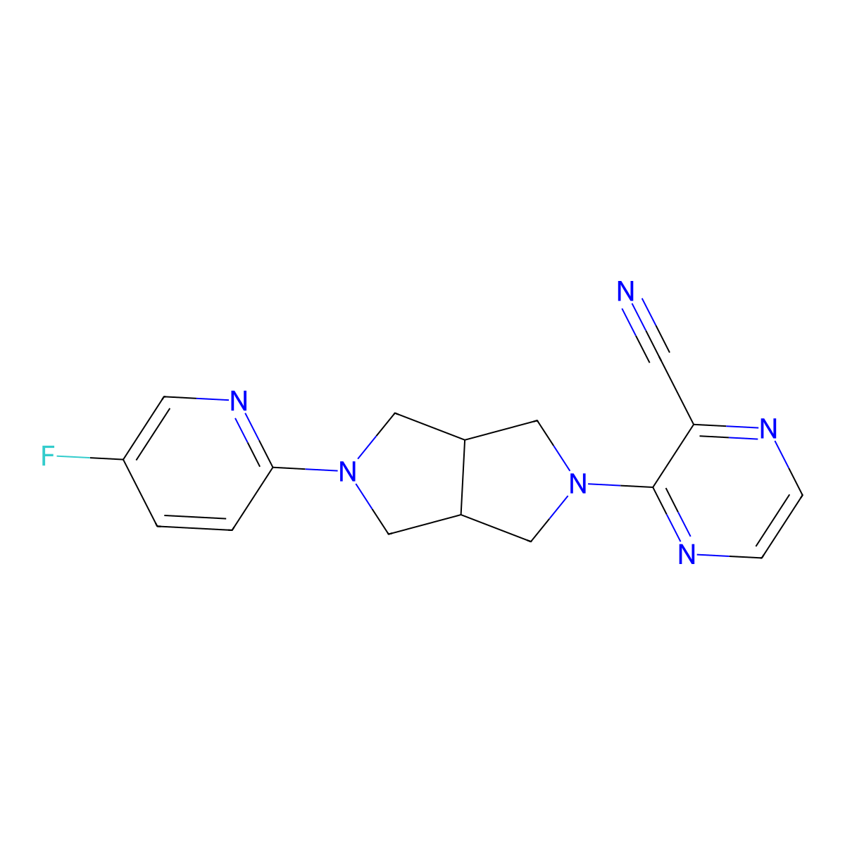 3-[5-(5-Fluoropyridin-2-yl)-octahydropyrrolo[3,4-c]pyrrol-2-yl]pyrazine-2-carbonitrile molecular structure, CAS 2770631-27-9
