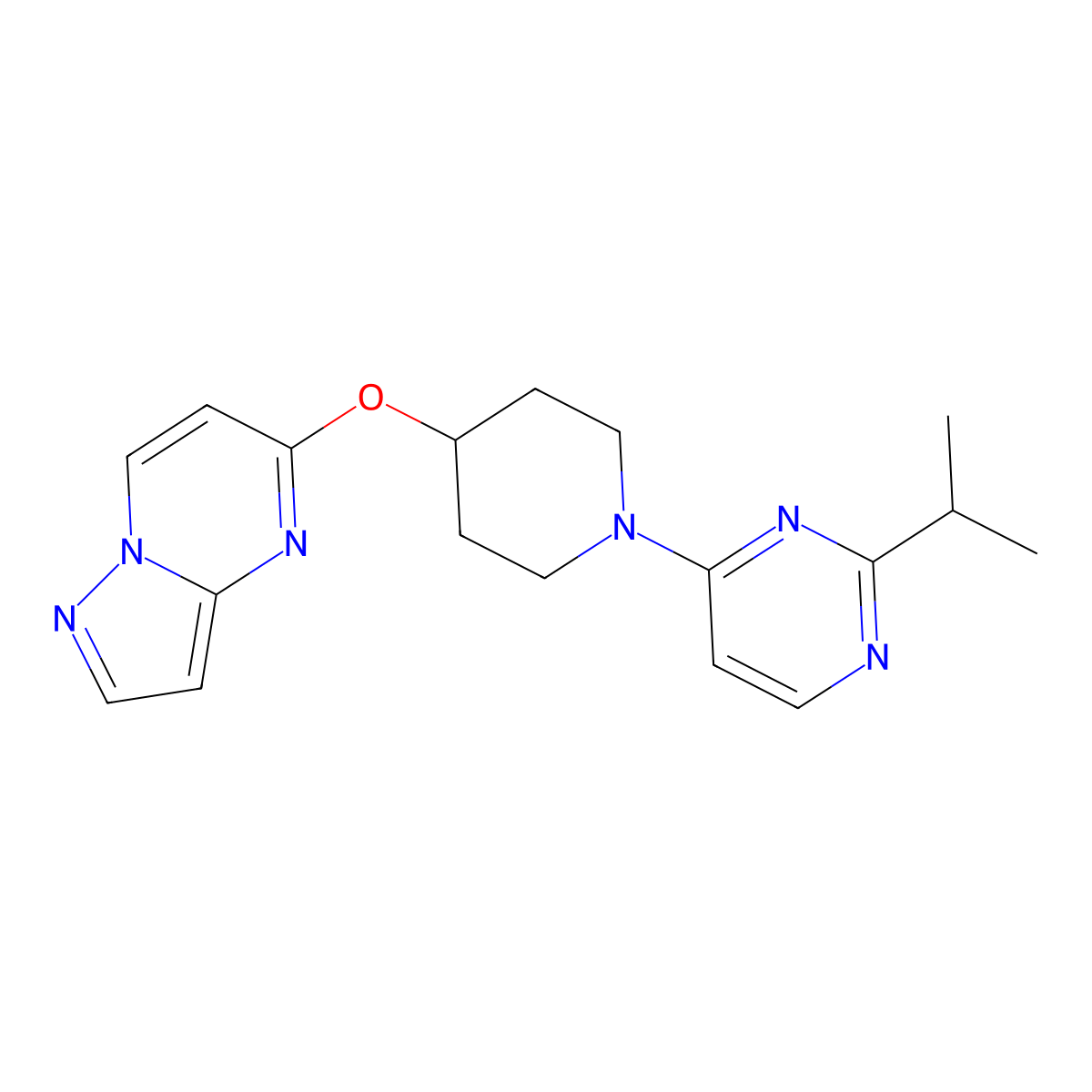 2-(Propan-2-yl)-4-(4-{pyrazolo[1,5-a]pyrimidin-5-yloxy}piperidin-1-yl)pyrimidine molecular structure, CAS 2770631-31-5