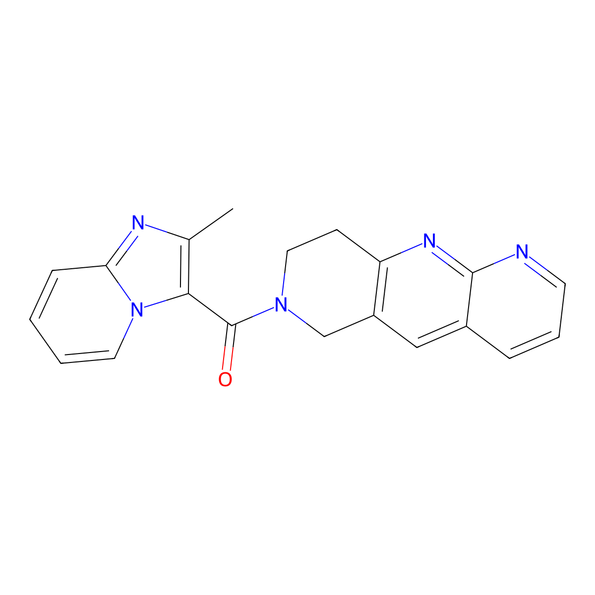 2-methyl-3-{6H,7H,8H,9H-pyrido[2,3-b]1,6-naphthyridine-7-carbonyl}imidazo[1,2-a]pyridine molecular structure, CAS 2770631-33-7