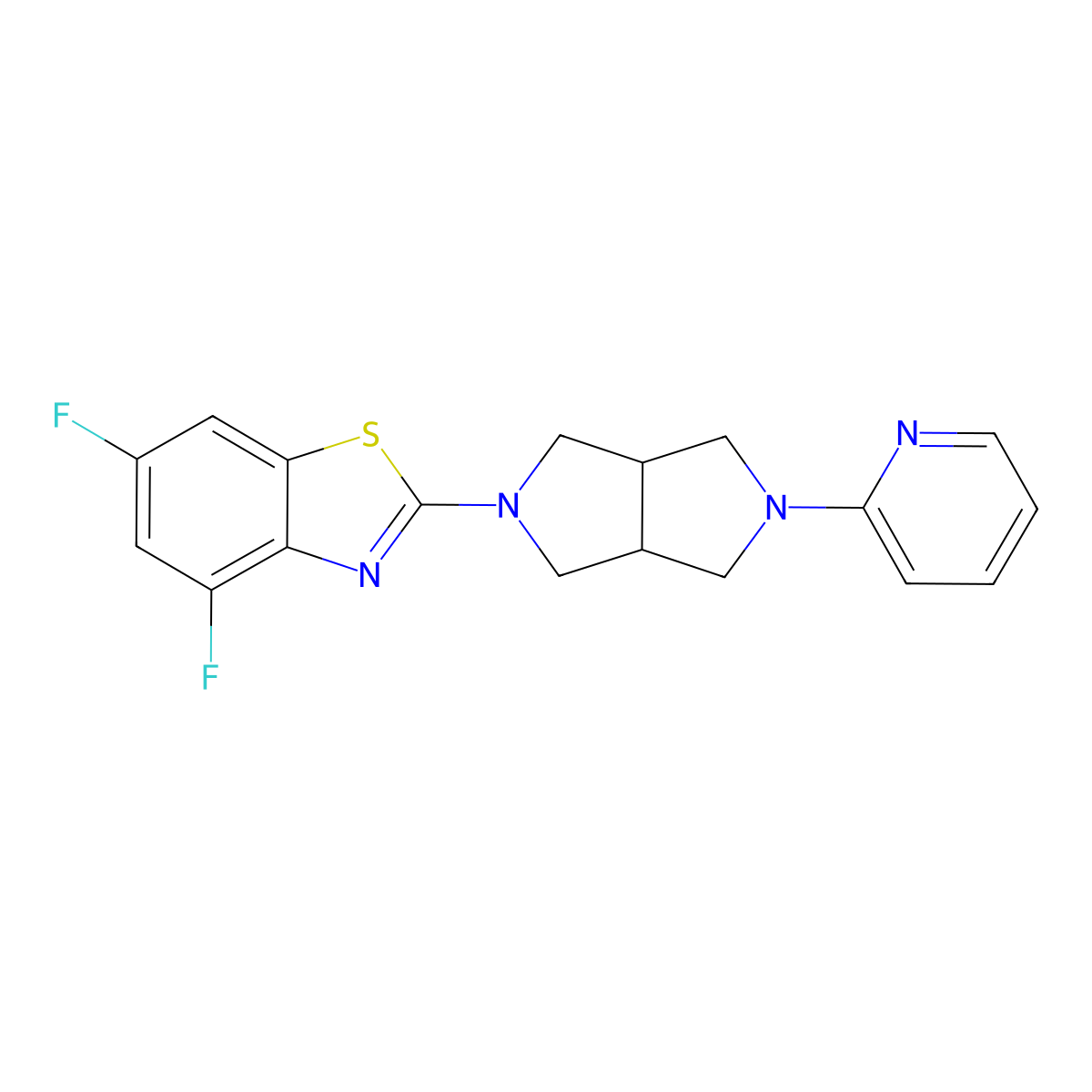 4,6-Difluoro-2-[5-(pyridin-2-yl)-octahydropyrrolo[3,4-c]pyrrol-2-yl]-1,3-benzothiazole molecular structure, CAS 2770631-42-8
