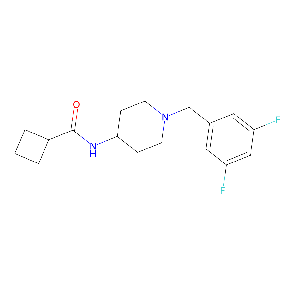 N-{1-[(3,5-difluorophenyl)methyl]piperidin-4-yl}cyclobutanecarboxamide molecular structure, CAS 2770631-46-2