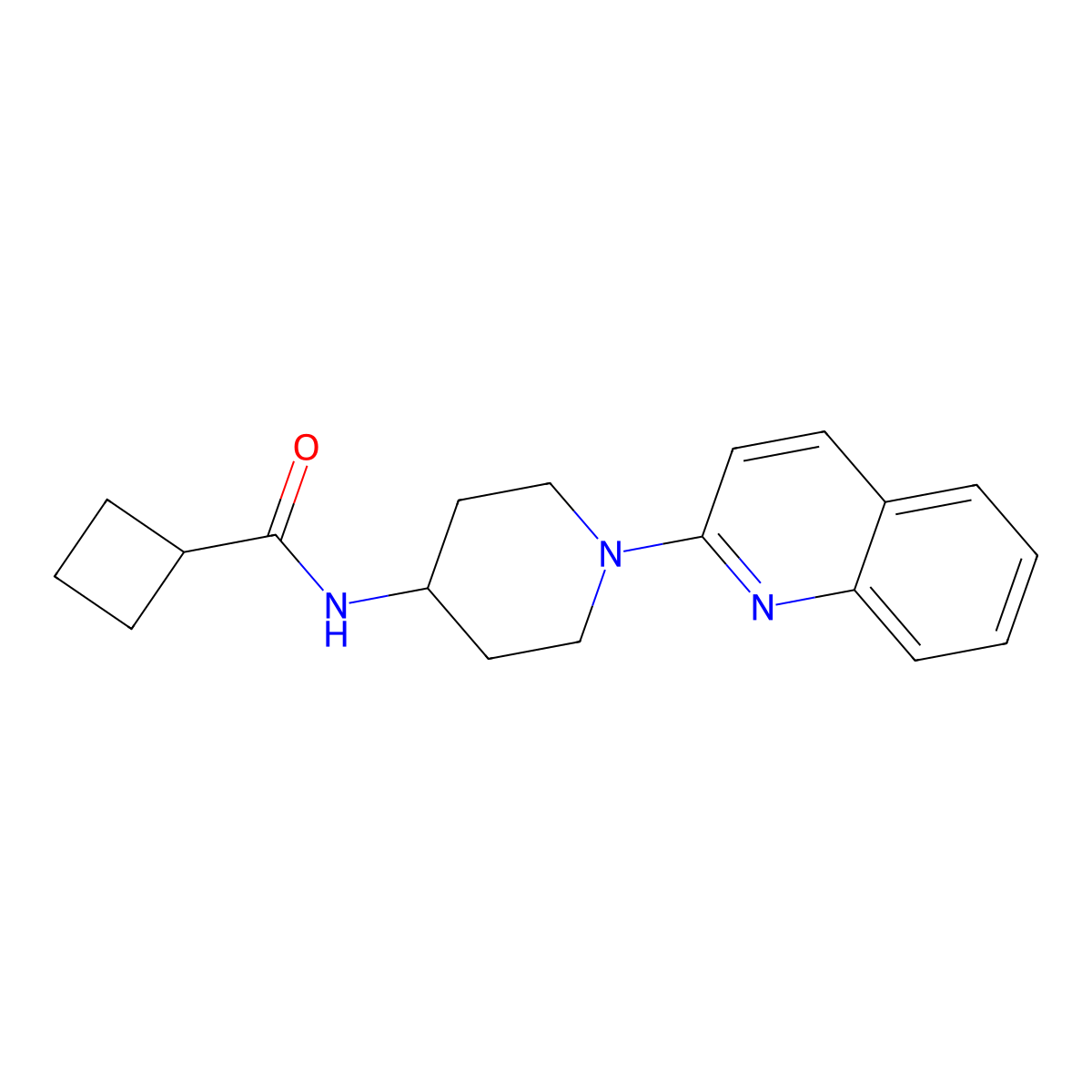 N-[1-(quinolin-2-yl)piperidin-4-yl]cyclobutanecarboxamide molecular structure, CAS 2770631-54-2