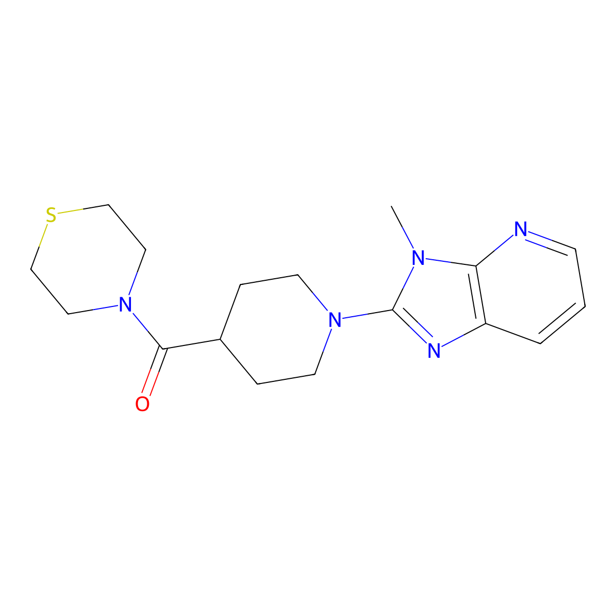 4-(1-{3-methyl-3H-imidazo[4,5-b]pyridin-2-yl}piperidine-4-carbonyl)thiomorpholine molecular structure, CAS 2770631-55-3