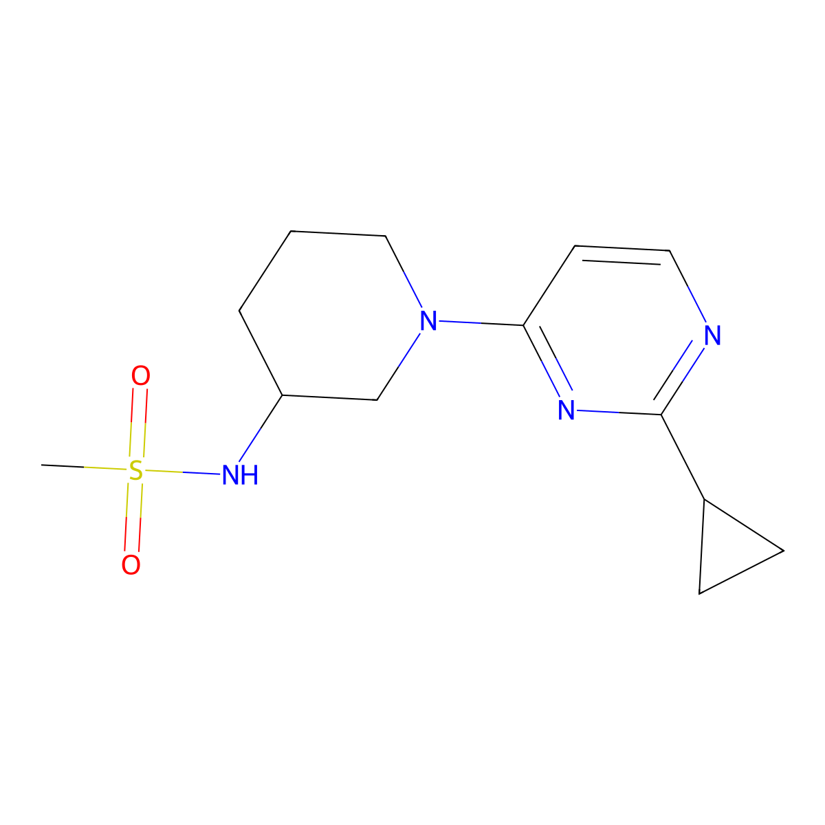 N-[1-(2-cyclopropylpyrimidin-4-yl)piperidin-3-yl]methanesulfonamide molecular structure, CAS 2770631-58-6