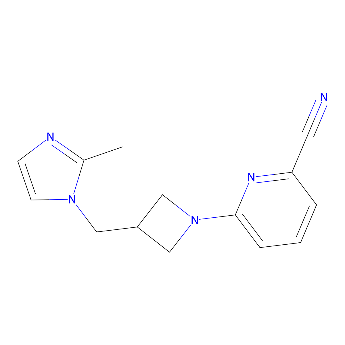 6-{3-[(2-methyl-1H-imidazol-1-yl)methyl]azetidin-1-yl}pyridine-2-carbonitrile molecular structure, CAS 2770631-60-0
