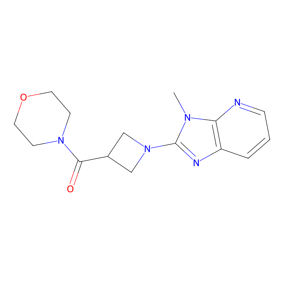 4-(1-{3-methyl-3H-imidazo[4,5-b]pyridin-2-yl}azetidine-3-carbonyl)morpholine molecular structure, CAS 2770631-68-8