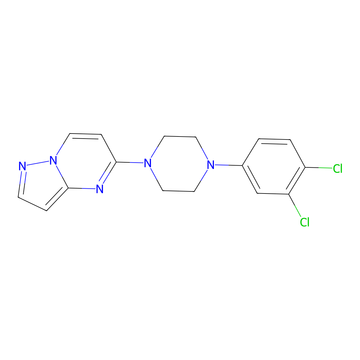 1-(3,4-Dichlorophenyl)-4-{pyrazolo[1,5-a]pyrimidin-5-yl}piperazine molecular structure, CAS 2770631-69-9
